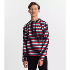 Camiseta Juvenil Menino Listrada Minty Azul