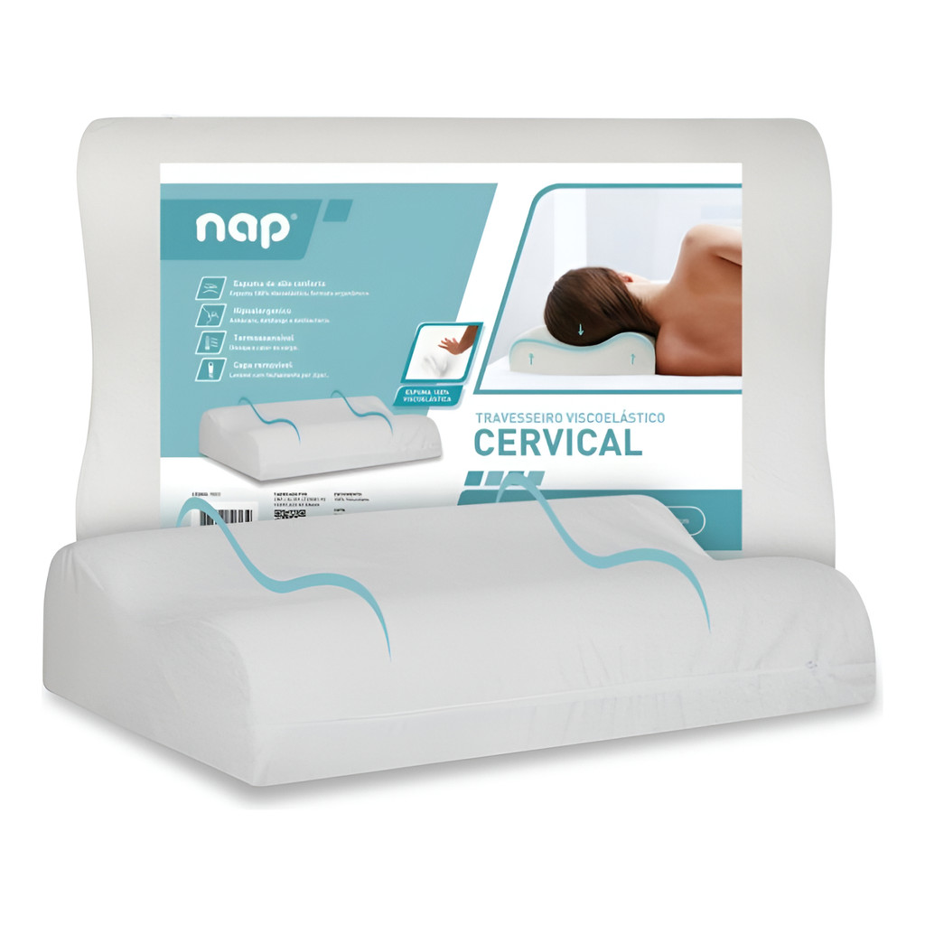 Travesseiro Viscoelástico Cervical Ergonômico Ortopédico