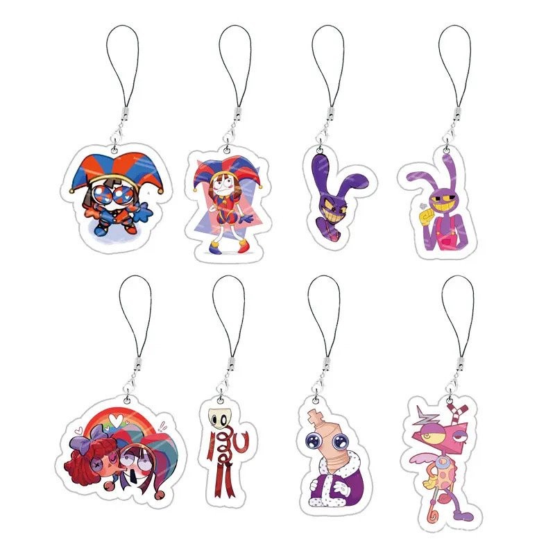 Corrente de celular de acrílico The Amazing Digital Circus, chaveiro Pomni Jax Ragatha Gangle, pingentes de telefone eng