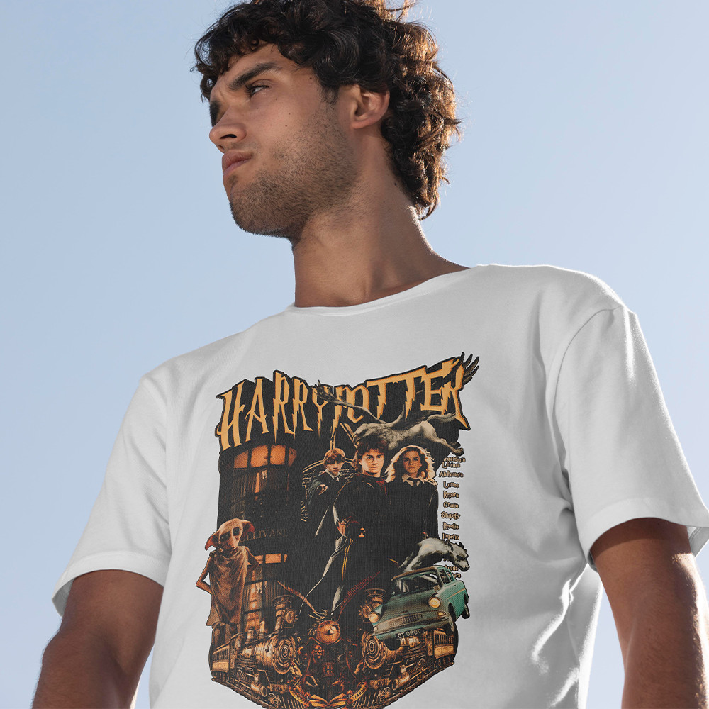 H4rry P0tter Personagens Novo Casual lumos crucio Camiseta 100% algodão estampa durável  confortável