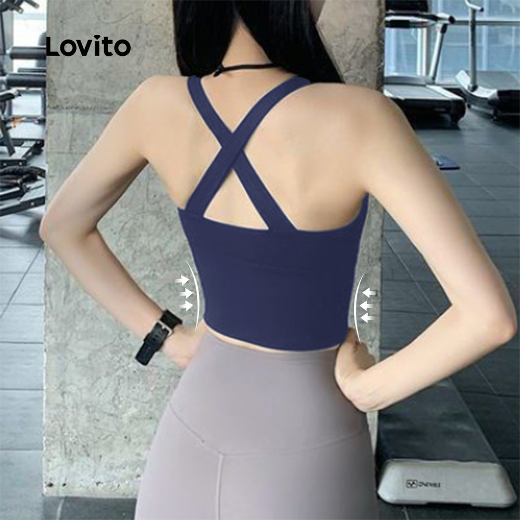 Detalhes do (Trendy2) Lovito Sutiãs Esportivos Push Up Alto Impacto Zíper Frontal Fitness LNA109044
