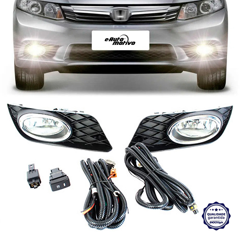 Farol de Milha Honda Civic 2012 a 2014 Shocklight Auxiliar Neblina Botão Original Kit em Oferta na Shopee