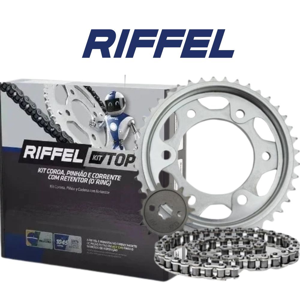 Kit Relação Yamaha Fazer 250 2018-2022 - FZ25 - Fazer Ys - Transmissão Com Retentor Original Riffel — imagem 2 de 2