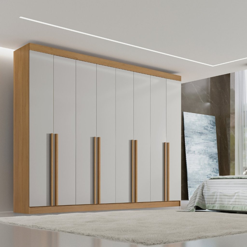 Guarda-Roupa Casal MDF 8 Portas Império Cinamomo/Off White