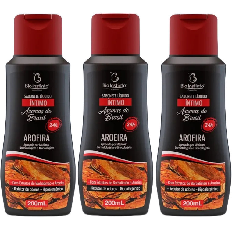 Kit 3un Sabonete Íntimo Aroeira 200ml - Bio Instinto