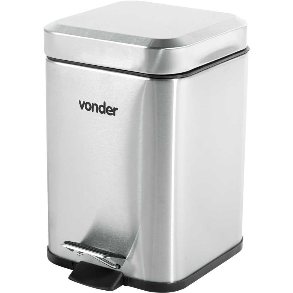 Lixeira Retangular 3 Litros Aço Inox Cinza Vonder em Oferta na Shopee