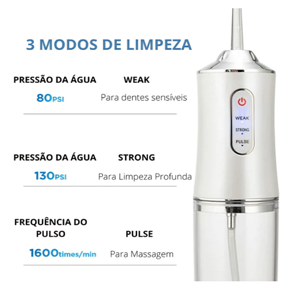 Aspersor Oral recarregável USB portátil 220ml Promoção poderosa limpeza de fluxo de água — imagem 2 de 2