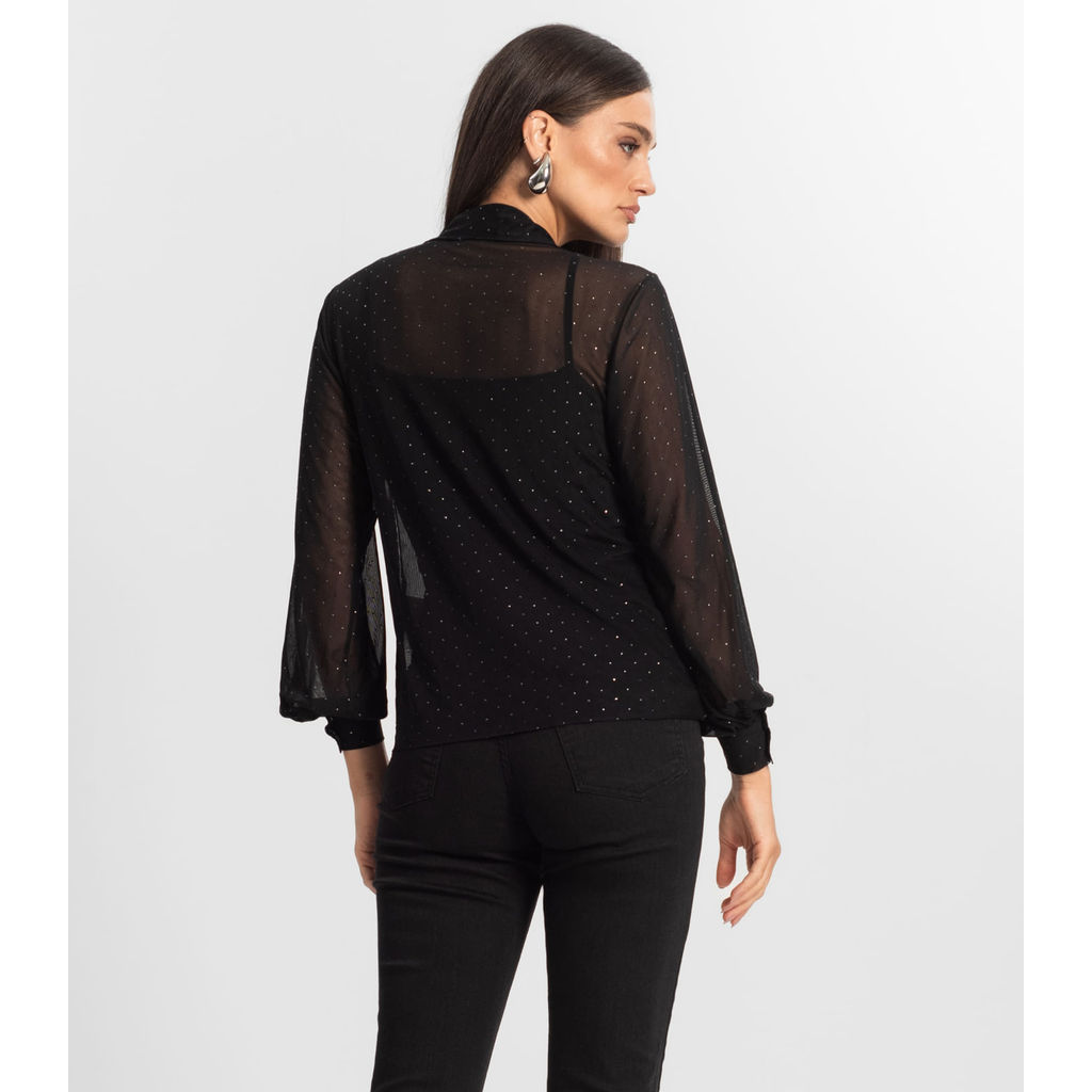 Detalhes do Conjunto De Camisa Tule Com Top Endless Preto