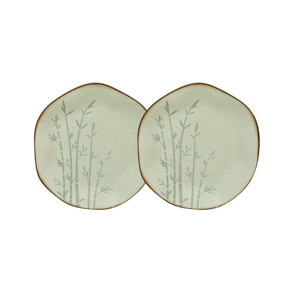 Conjunto 2 Pratos de Sobremesa 21,5 cm Ryo Bambu Porcelana Oxford em Oferta na Shopee