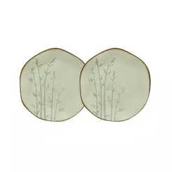 Conjunto 2 Pratos de Sobremesa 21,5 cm Ryo Bambu Porcelana Oxford