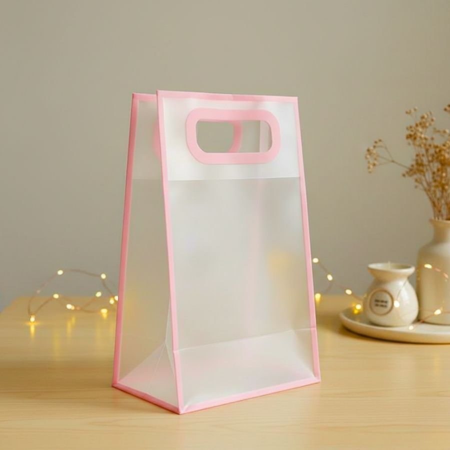 Sacola Transparente Fosca Pvc Alça Plana Rosa Bebê - 25x15x10cm - 12 unidades - Rizzo em Oferta na Shopee