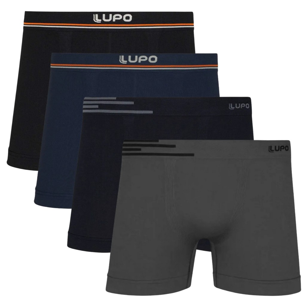 Kit 4 Cuecas Boxer Box Lupo Microfibra Sem Costura Original Adulto