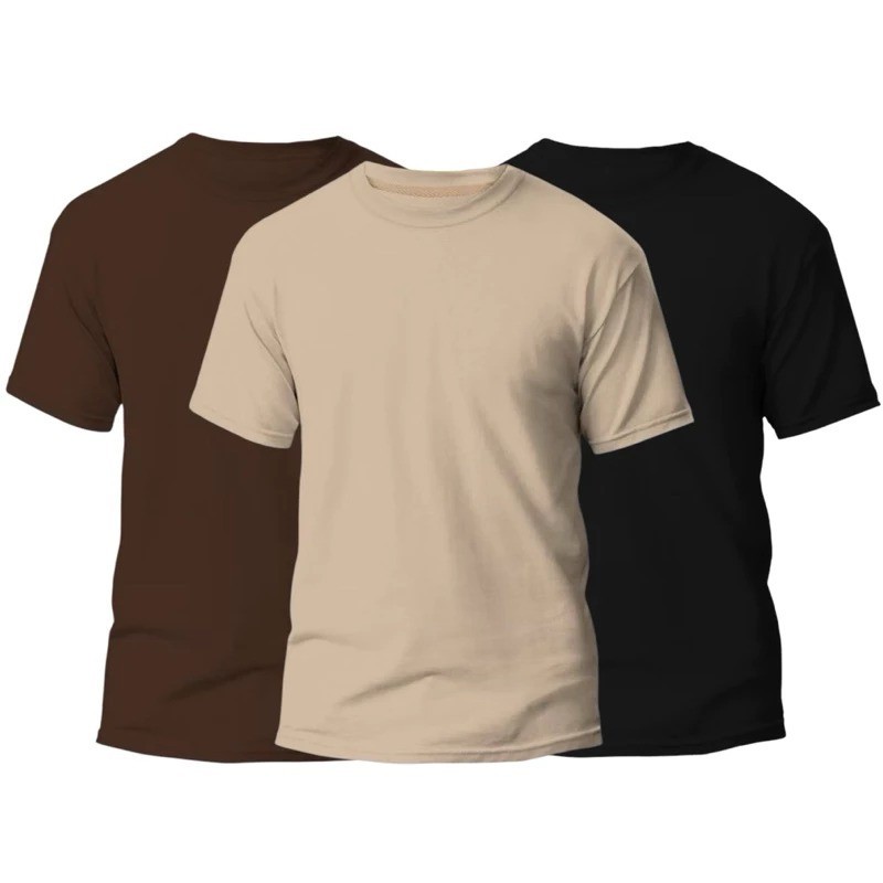 Kit Conjunto 3 Camisetas Camisas 100% Algodão Blusa Masculinas Básicas StreetWear Oversized Moda Academia