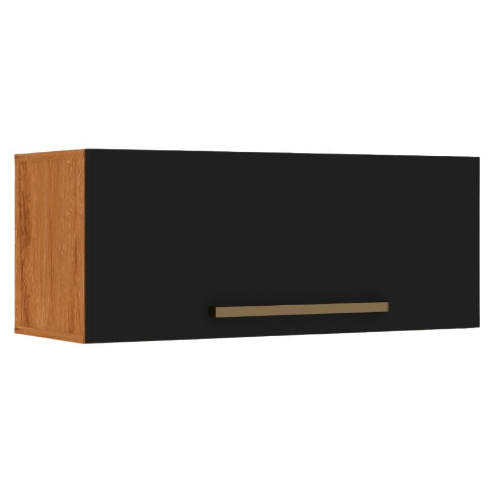 Armário Aéreo de Geladeira 1 Porta 0,80m Favorita Natura / Preto em Oferta na Shopee