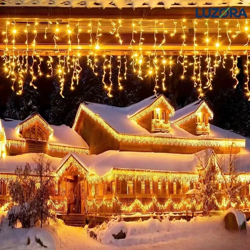 Luminária Cascata Natal Fixo ou 8 funcoes 110V ou 220V 200/400 Leds Decoração Festa Interna Externa