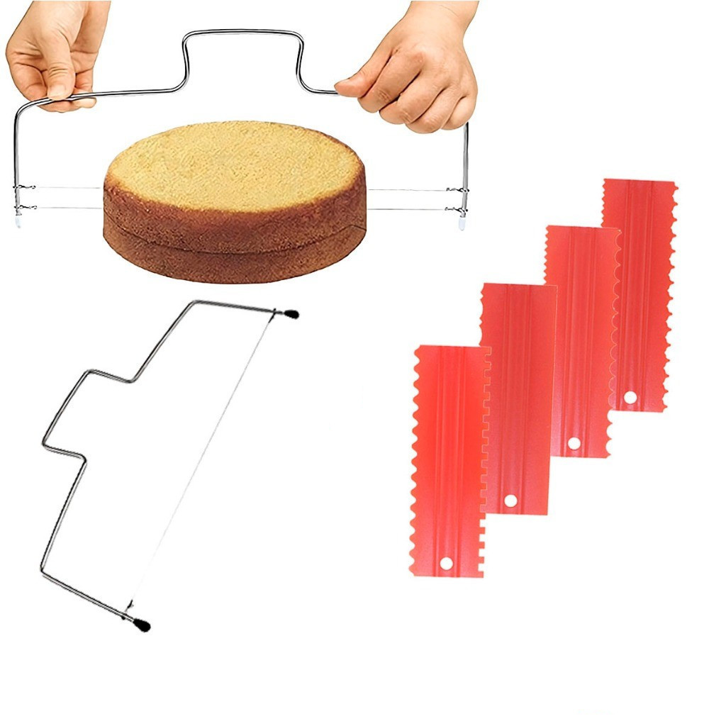 Kit Nivelador + Jogo Com 4 Espátulas Para Confeitar Bolos