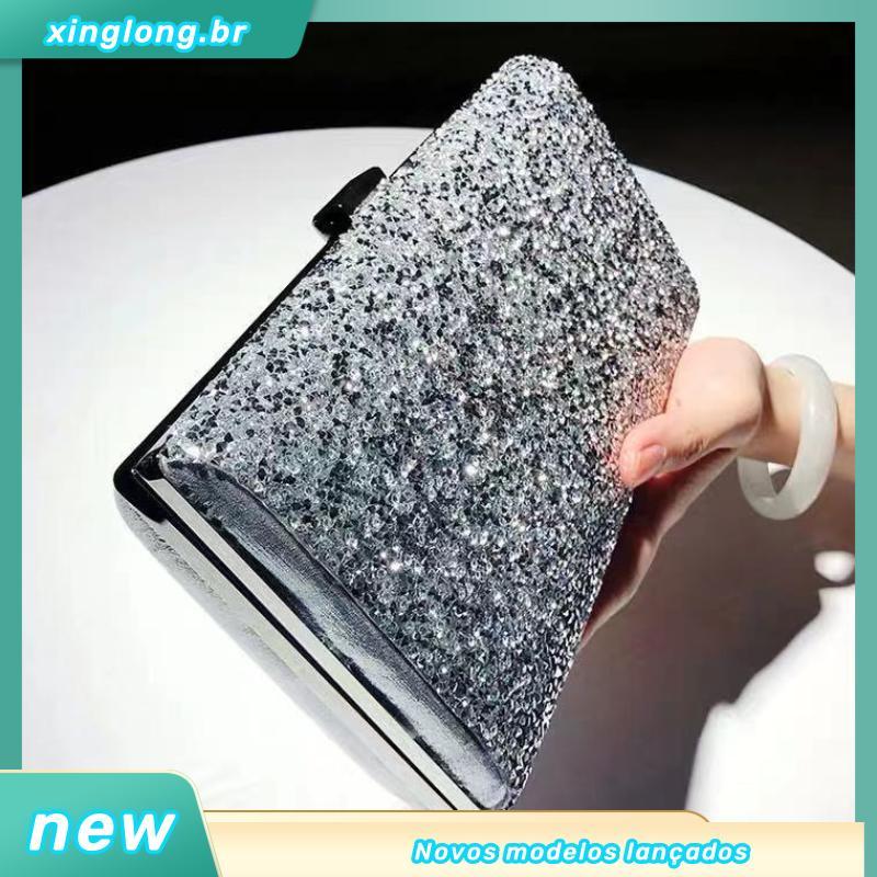 Mulheres Evening Clutch Bag Diamante Lantejoula Wedding Purse E Bolsa Festa Banquete De Ouro Preto Prata Dois Saco Cade