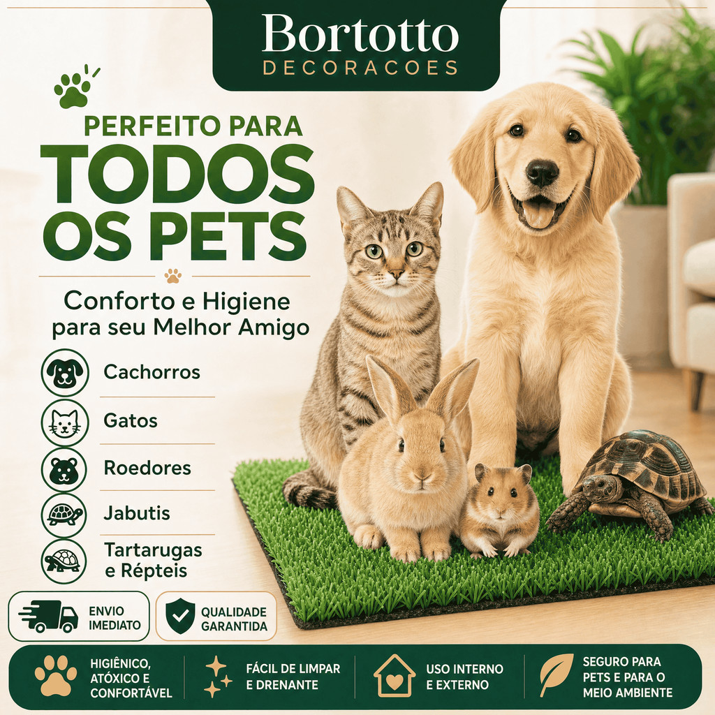 Tapete Grama Sintética Para Gato Higiênico Atóxico Lavável Confortável Para Pets