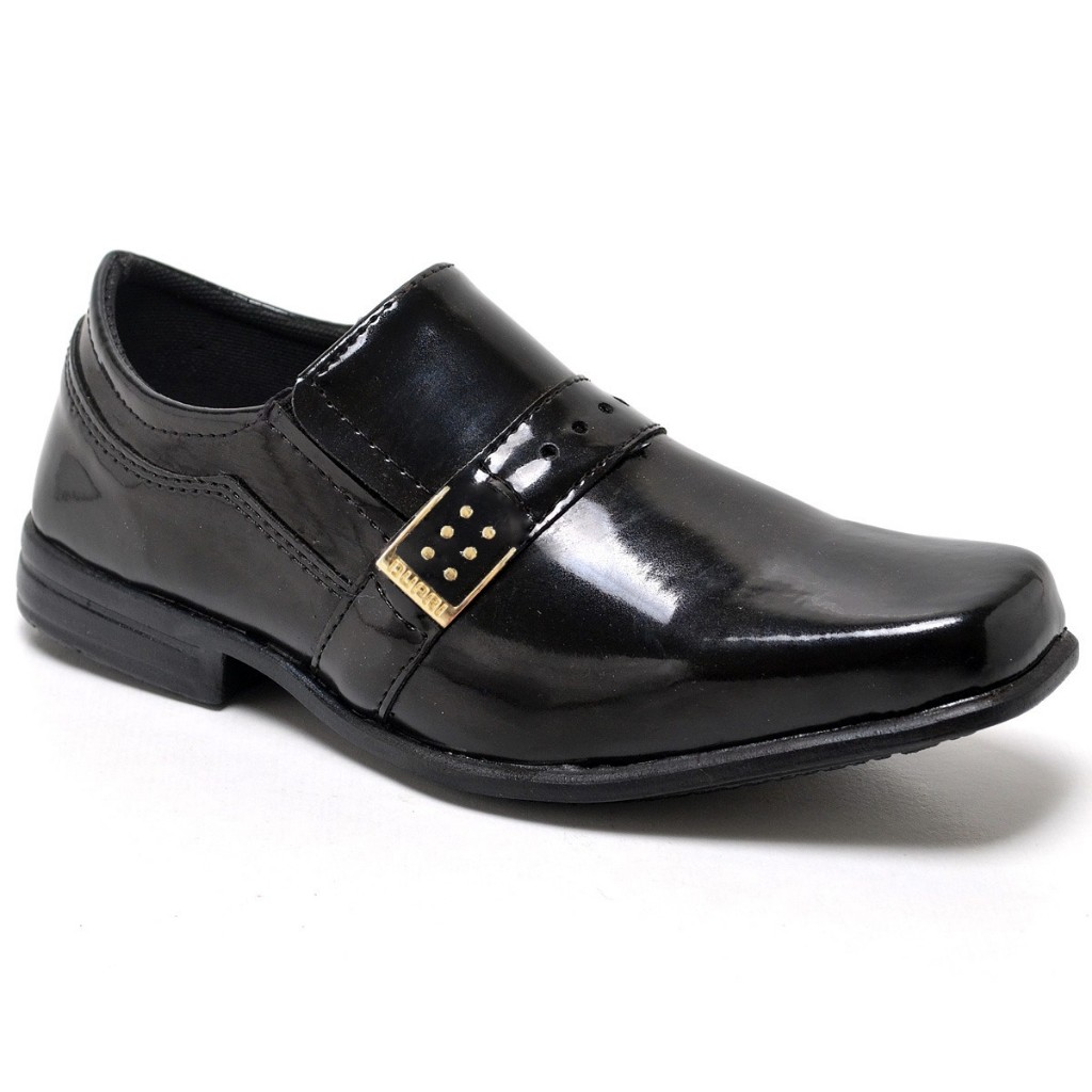 Sapato Social Infantil Masculino Verniz Preto Pajem Casamento Batizado (24 ao 36)