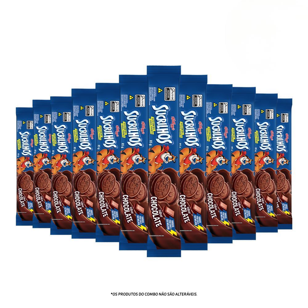 Combo Biscoito Recheado Sucrilhos Chocolate 85g 12 unidades