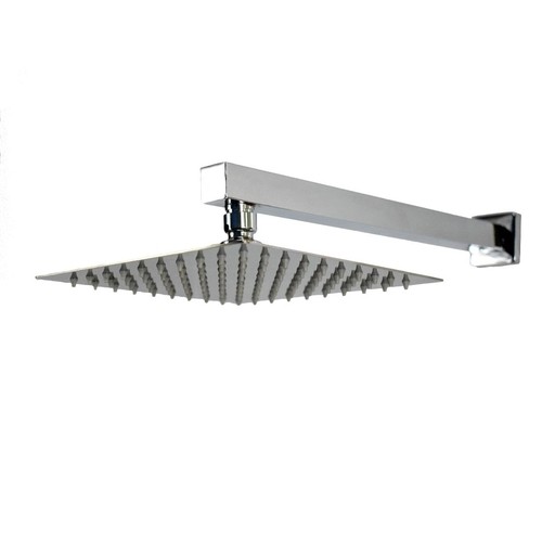 Ducha / Chuveiro Cromado em Inox Quadrado 30x30 com Braço 36cm para Parede