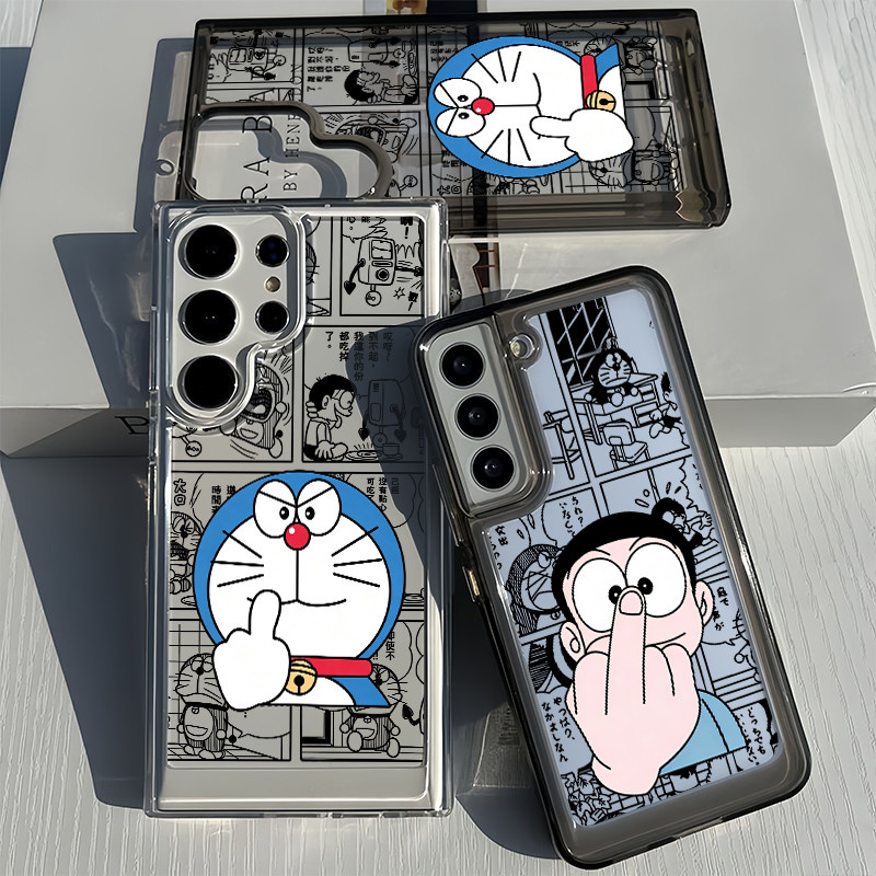 Para Samsung S26 S25 Ultra S24 S25FE A56 S24FE S23 Doraemon Nobita Hard Clear Case S22 A17 A16 A15 A72 A53 A55 A26/Capa 