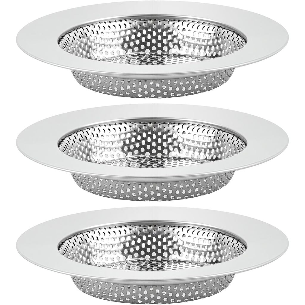 Conjunto de 3 Coletor de Resíduos para Pia – Filtro Universal de 4,5" para Pia de Cozinha, com Borda Lisa e Arredondada,