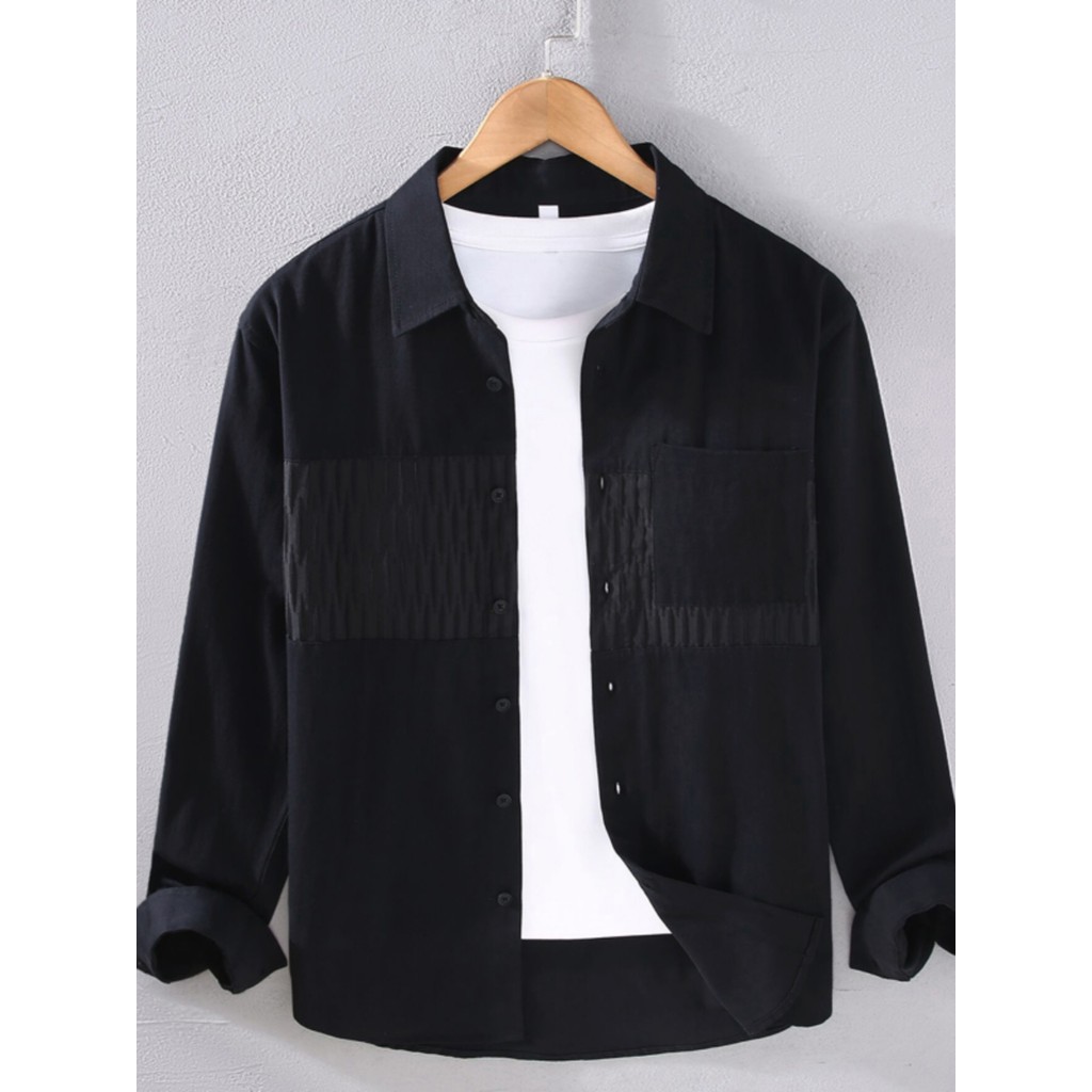 Sarja costura puro algodão camisa de manga comprida masculina literária japonesa camisa Casual solta All-Match jaqueta s