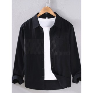 Sarja costura puro algodão camisa de manga comprida masculina literária japonesa camisa Casual solta All-Match jaqueta s