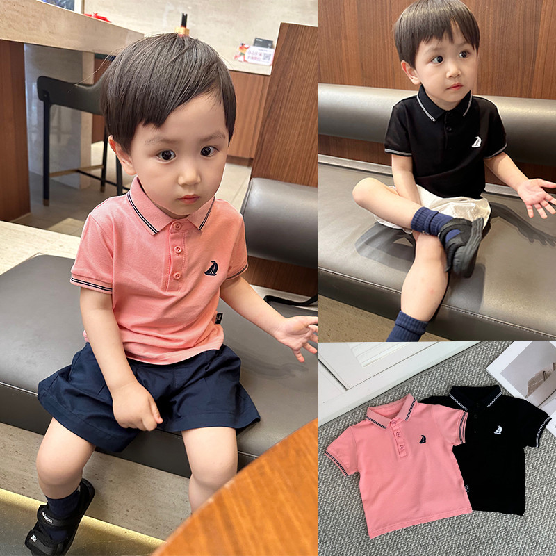 Crianças verão camisa polo de manga curta meninos meninas bebê puro algodão lapela camiseta verão fino legal bordado top