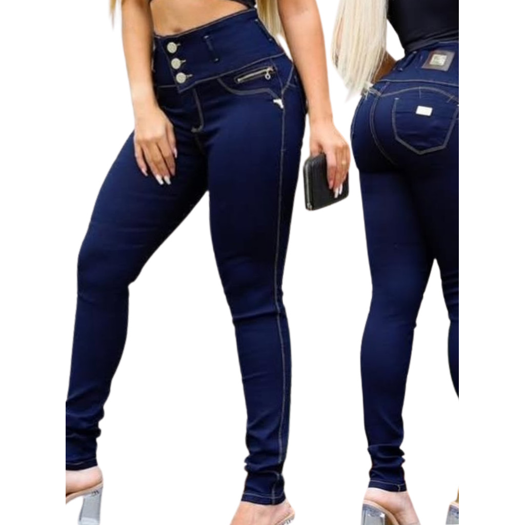 Calça Jeans Feminina Skinny Modeladora Lycra Empina Bumbum Modelagem Lipo Premium