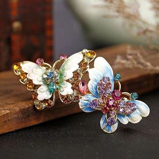 Liga grande grampo de cabelo pintura primavera clipe Retro strass grampo de cabelo estilo chinês cabeça traseira grampo 