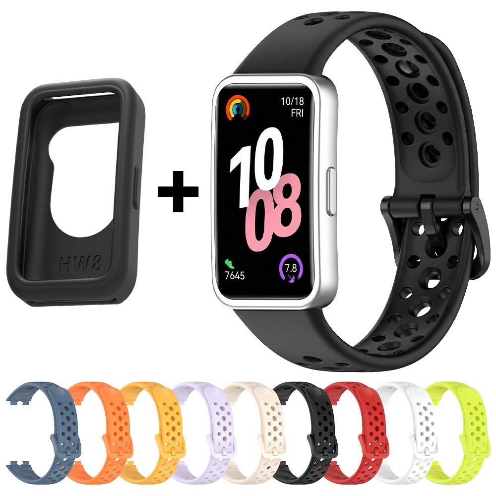 Pulseira Esportiva De Silicone Para Huawei Band 10 9 8 NFC Pulseiras De Borracha Macia Cinto Protetor De Tela Acessórios