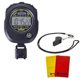 Kit Árbitro Completo com Apito + Jogo de Cartão + Cronômetro MB