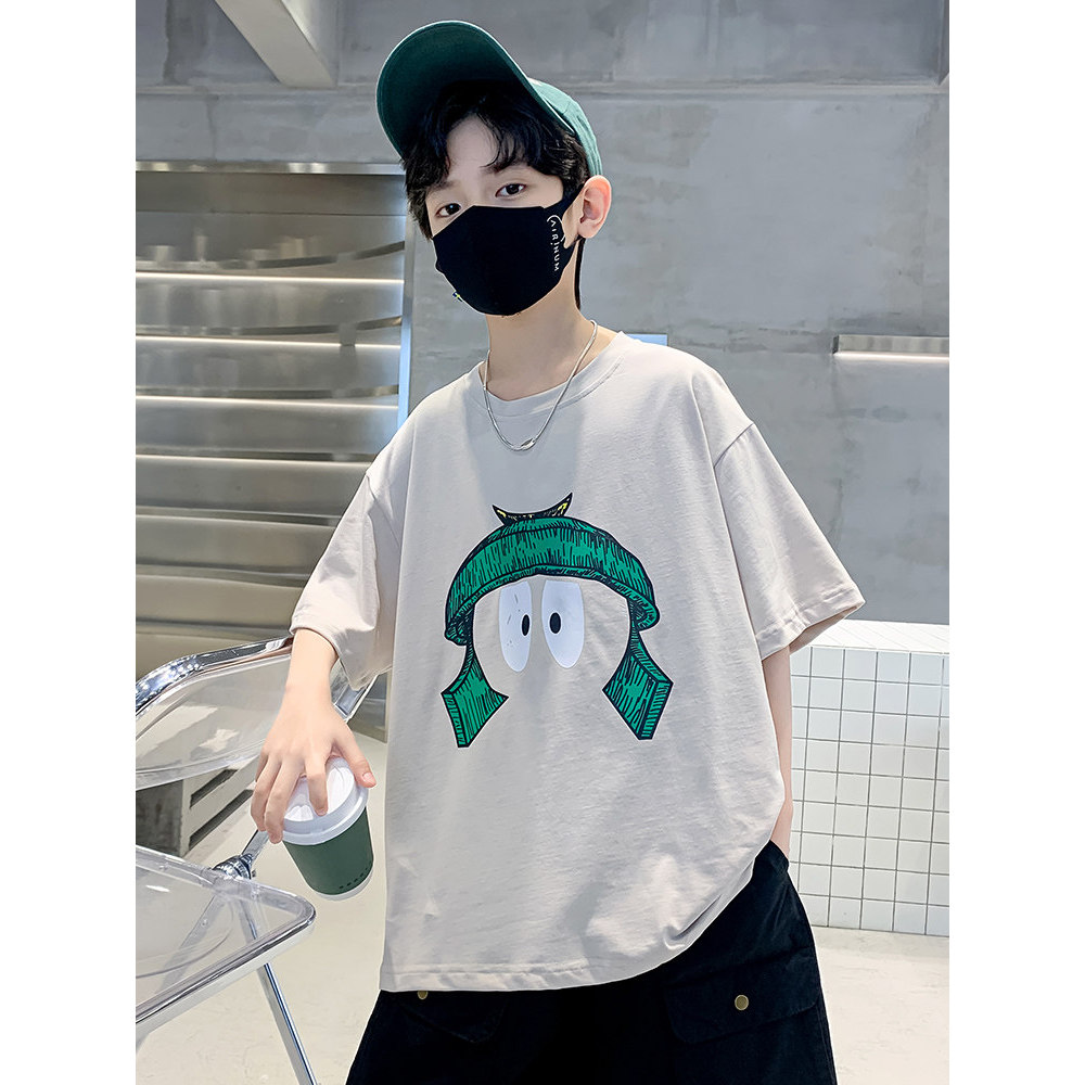 Camiseta para meninos 2026 crianças novo estilo ins Street Wear de manga curta grande menino versão coreana solta meia m