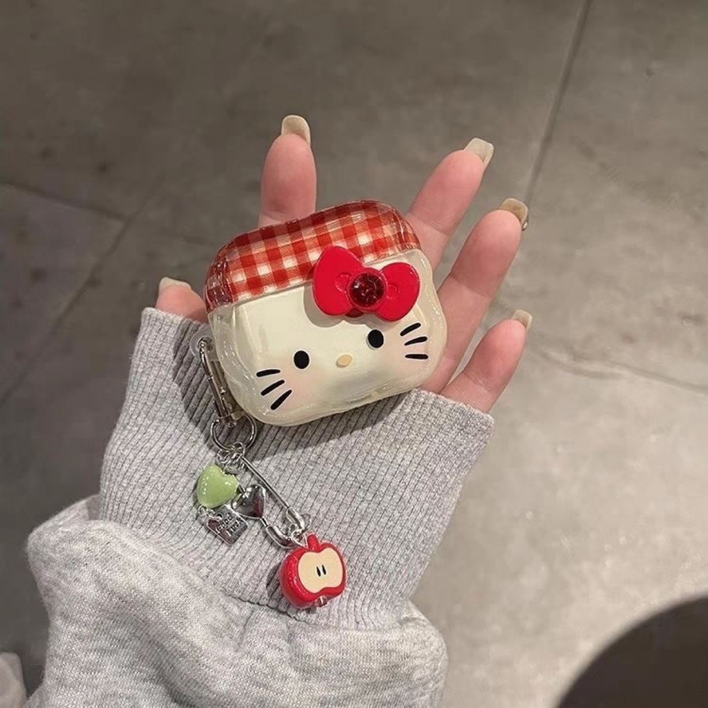 Capa para fone de ouvido Hello Kitty, design de desenho animado, compatível com Apple Airpods 4 3 Pro 2 1, sem fio, Blue