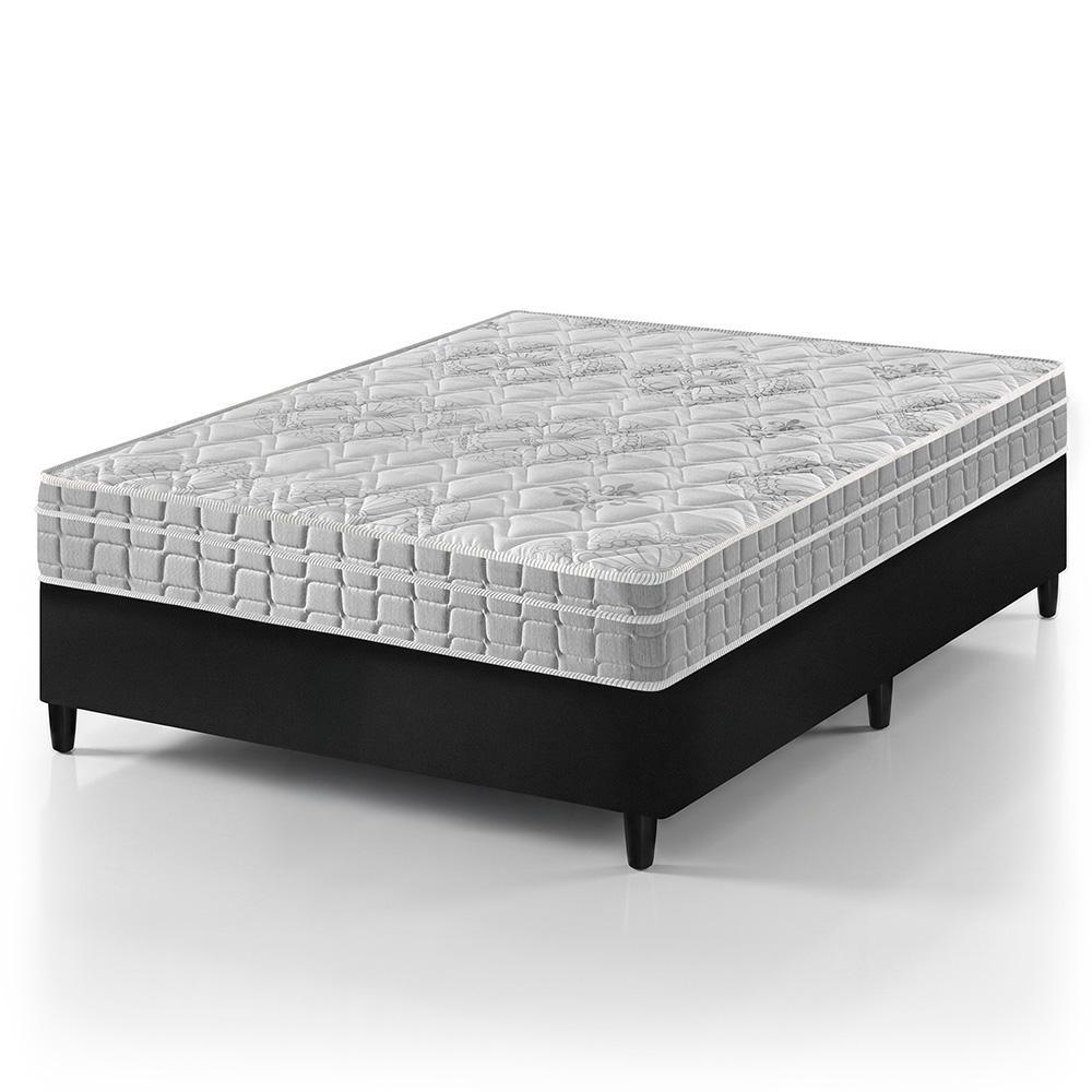 Cama Box Casal Preto + Colchão Espuma D33 Zidi Hanover Orthopedic 138x188x61cm