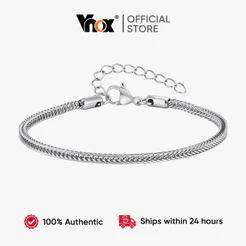 Vnox Prata Fina Foxtail Corrente Pulseira De Aço Inoxidável Ajustável Minimalista Unissex Jóias De Pulso