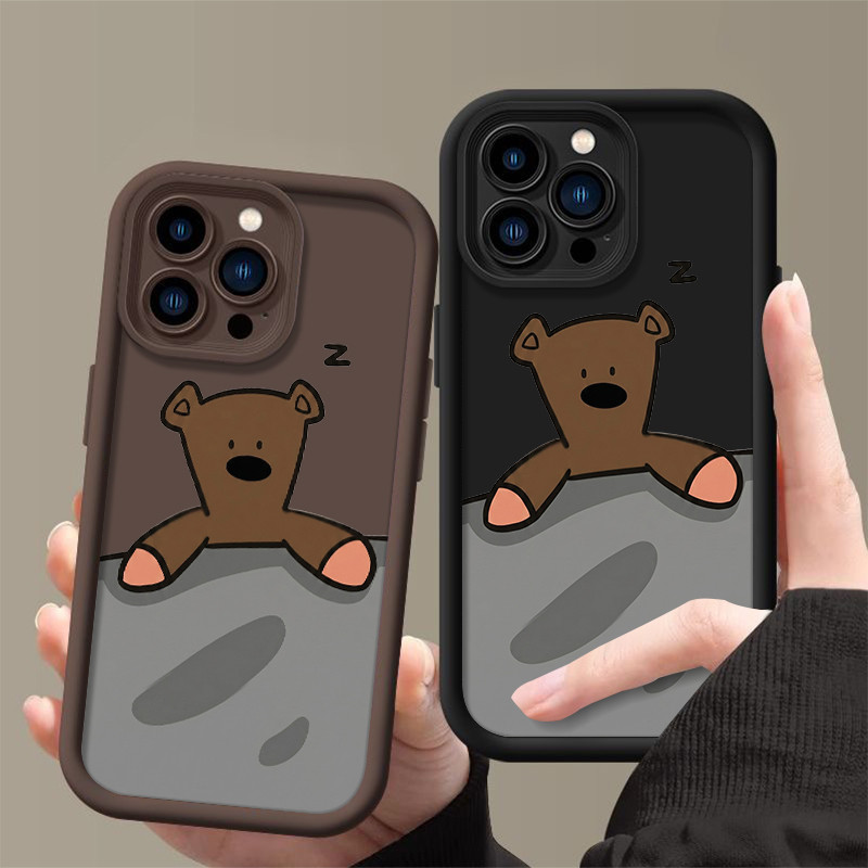 Capa Fofa De Urso Dormindo Para Samsung Galaxy A54 A02 A03 A04 A03S A05 A05S A06 4G A07 A17 A10 A12 13 A14 A15 A16 A20 A