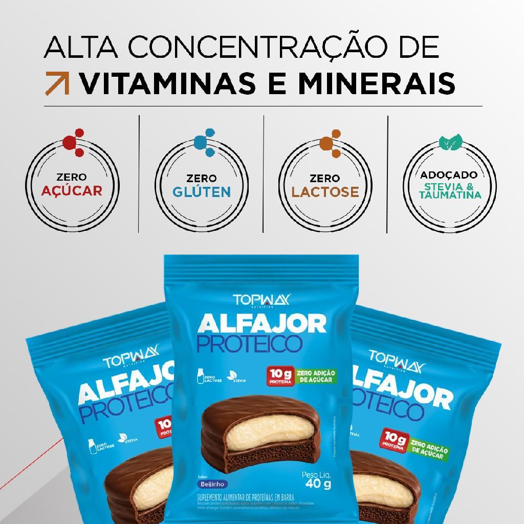 Alfajor proteíco zero açúcar 40g topway kit com 10 un