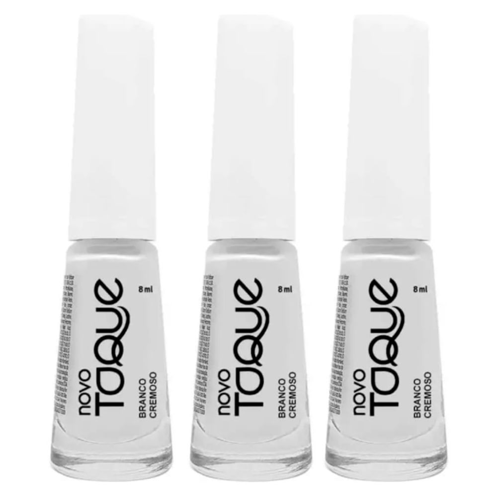 Kit 3 Esmalte Novo Toque Branco Cremoso 8ml