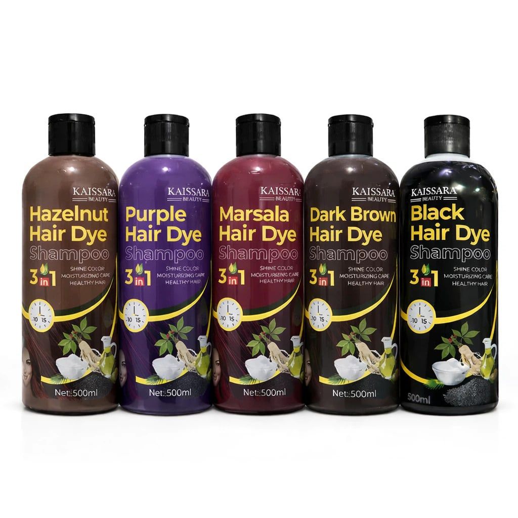 Shampoo Kaissara Hair Dye 500ml Tonalizante Escurecedor de Cabelos Marsala, Avelã, Roxo, Marrom e Preto