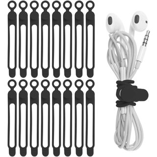 16 Peças de Cintas de Silicone para Organizar Cabos, para Organizar Fones de Ouvido, Carregadores de Telefone, Cabos de 