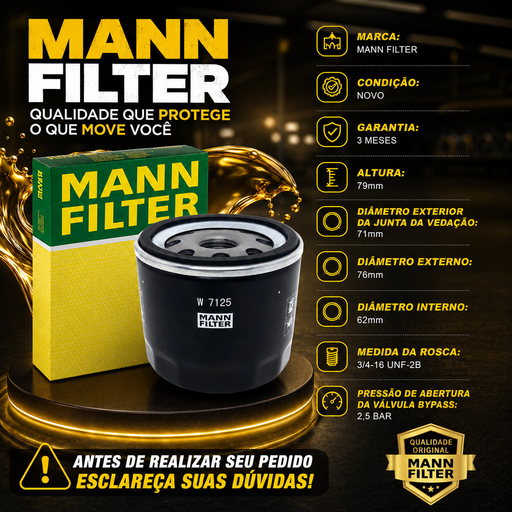 Filtro Óleo Mann Original W7125 Gol Fox Voyage Polo Golf · foto 2