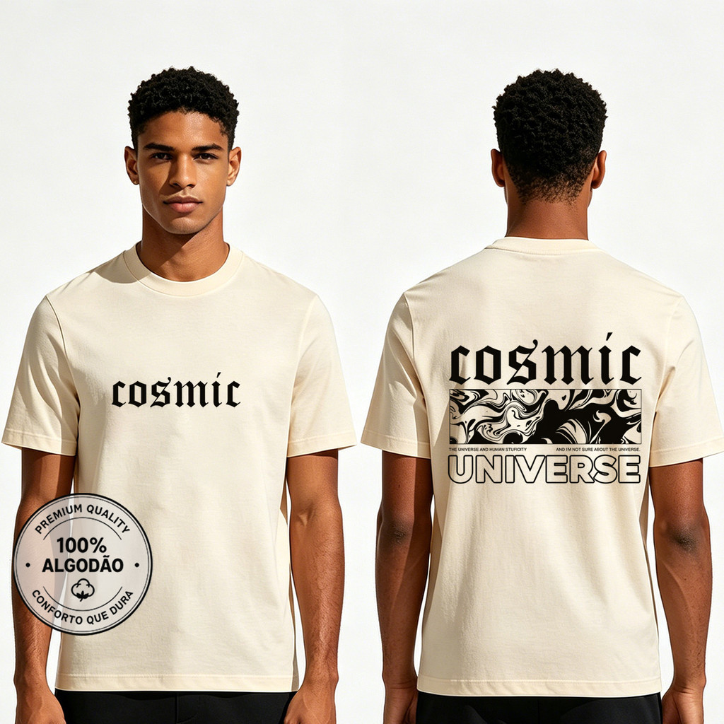 Camiseta Masculina 100% Algodão Oversized Estampa Streetwear, tamanhos P até G3, tecido respirável