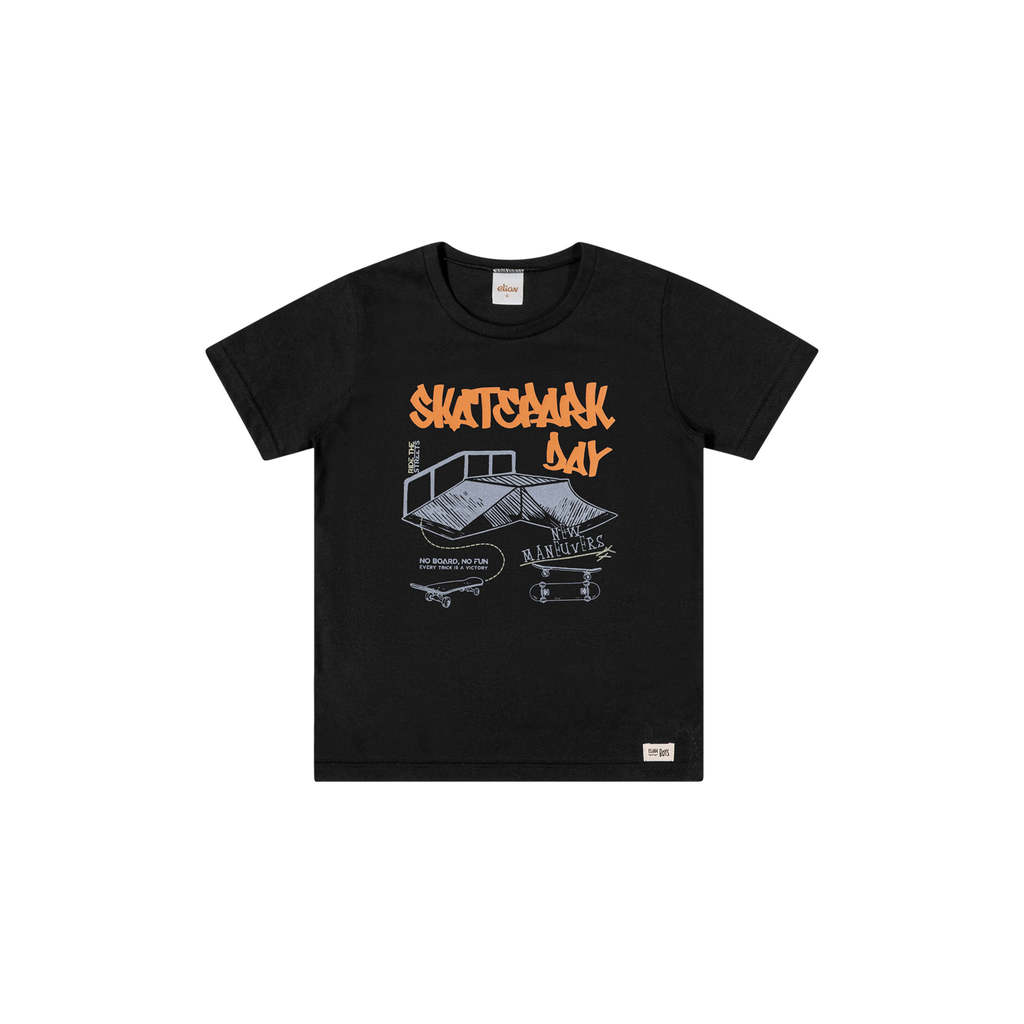 Camiseta Infantil Menino Estampa Skate Elian Preto
