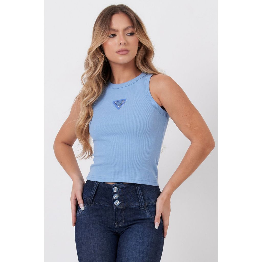 Regata Feminina Com Logo Metalizado Planet Girls Azul Médio