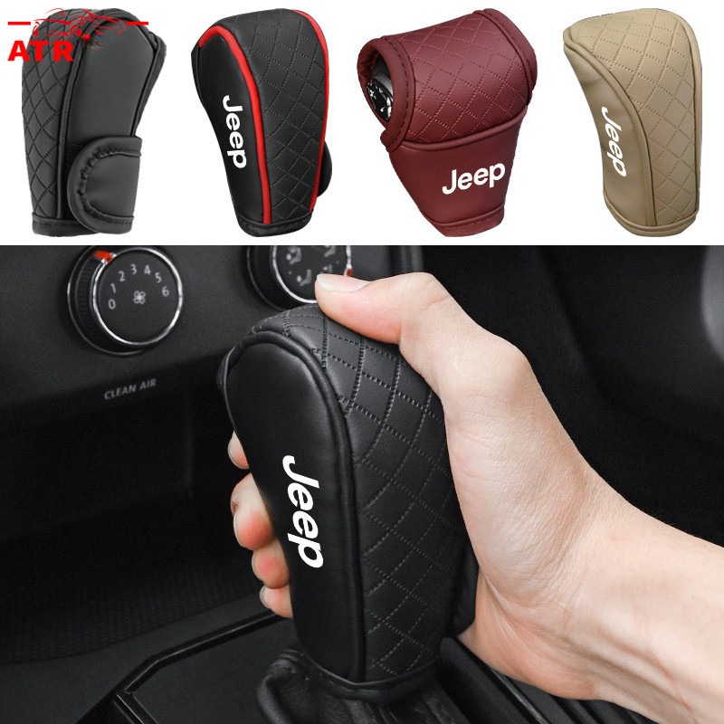 Capa de Couro para Manopla de Câmbio de Carro, Jeep Renegade Compass Wrangler JK 123