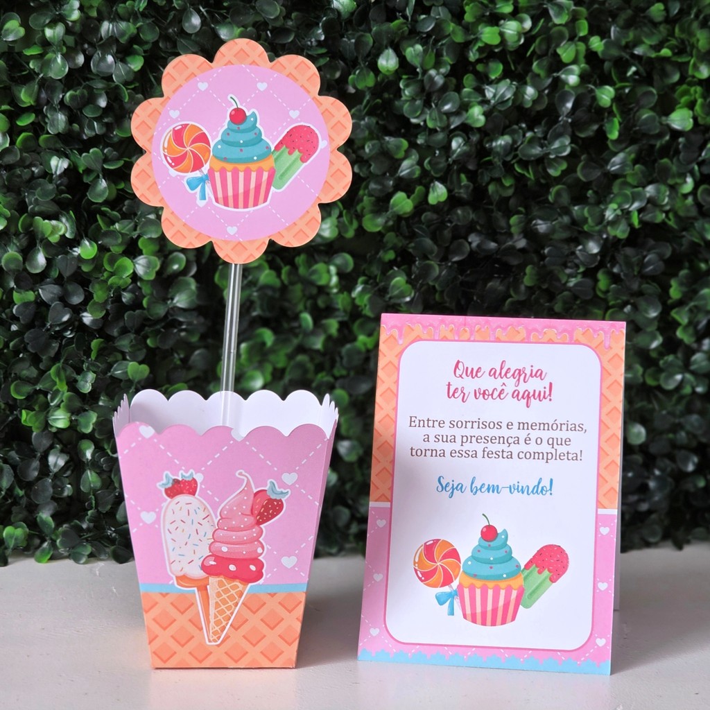 Centros de mesa + Plaquinhas Doces - PEGUE E MONTE - PRONTA ENTREGA confeitaria Lembrancinhas decoração personalizados