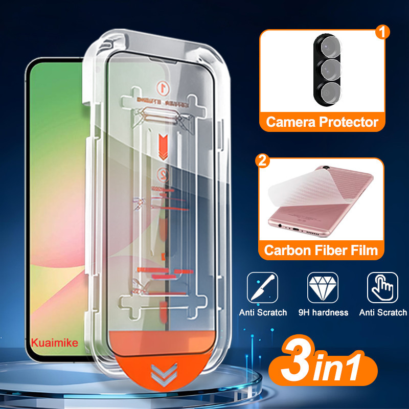 Vidro Temperado 3 Em 1 Samsung A56 Para A36 A26 A16 A15 A25 A35 A55 A13 A54 A34 A24 A14 A17 S24 S25 FE S26 Ultra Plus Pr